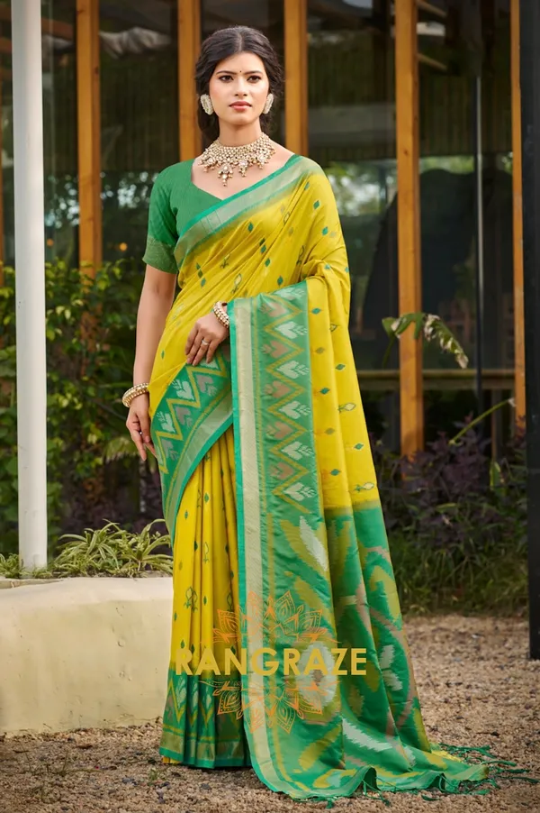 Golden_Yellow_Banarasi_Silk_Saree_For_Women