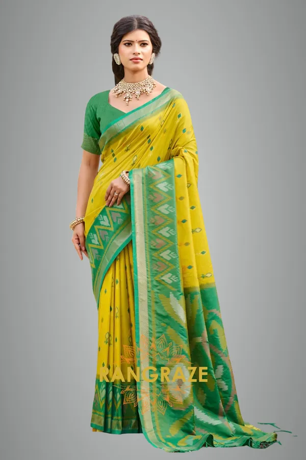 Golden_Yellow_Banarasi_Silk_Saree_For_Women