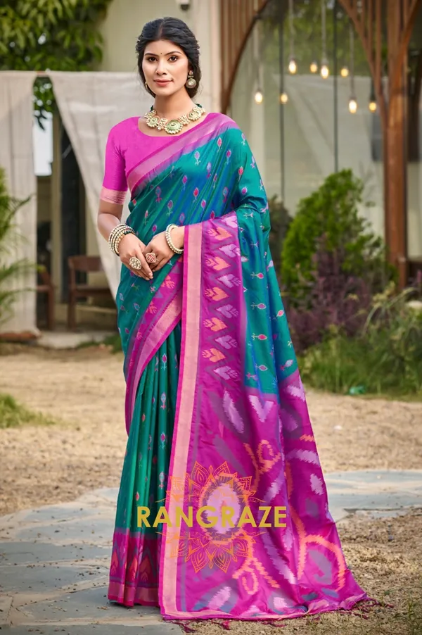 Turquoise_Blue_Banarasi_Silk_Saree_For_Women
