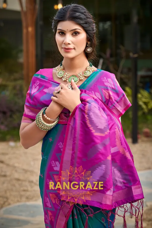 Turquoise_Blue_Banarasi_Silk_Saree_For_Women