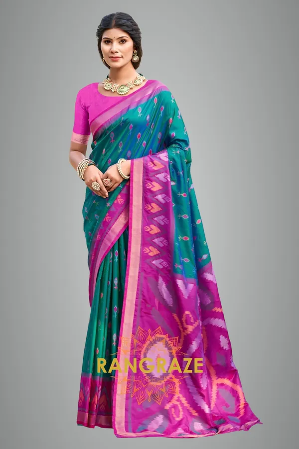 Turquoise_Blue_Banarasi_Silk_Saree_For_Women