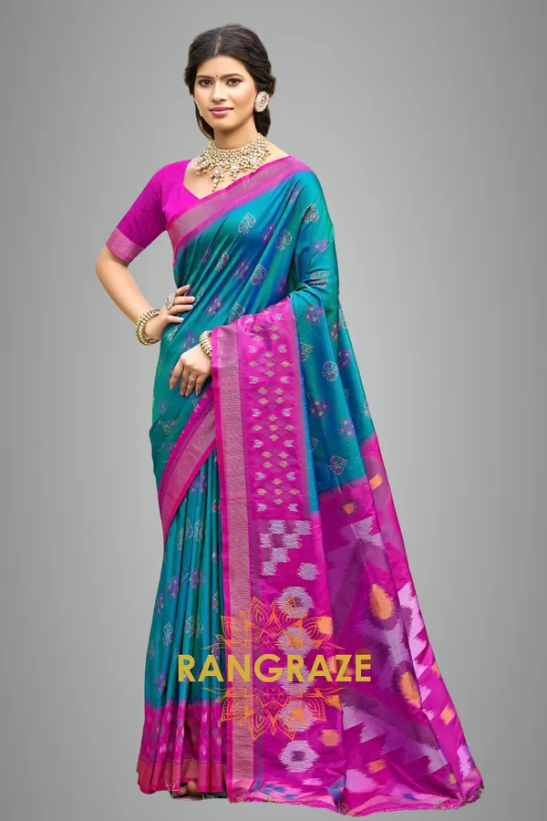 Turquoise_Blue_Banarasi_Silk_Saree_For_Women