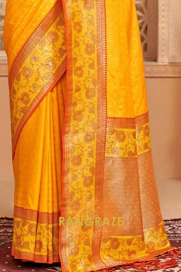 Golden_Yellow_Banarasi_Silk_Saree_For_Women
