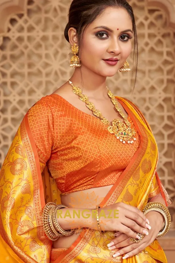 Golden_Yellow_Banarasi_Silk_Saree_For_Women