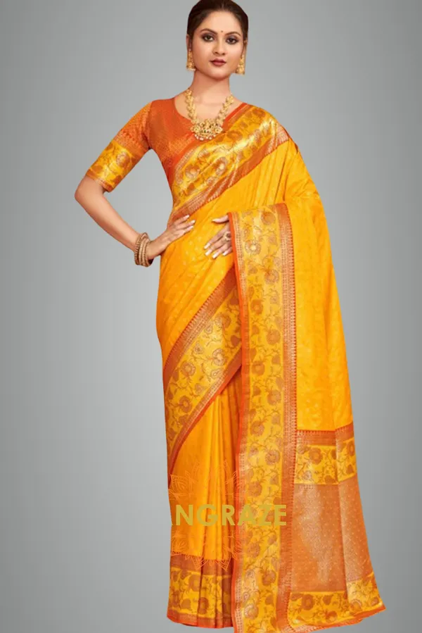 Golden_Yellow_Banarasi_Silk_Saree_For_Women