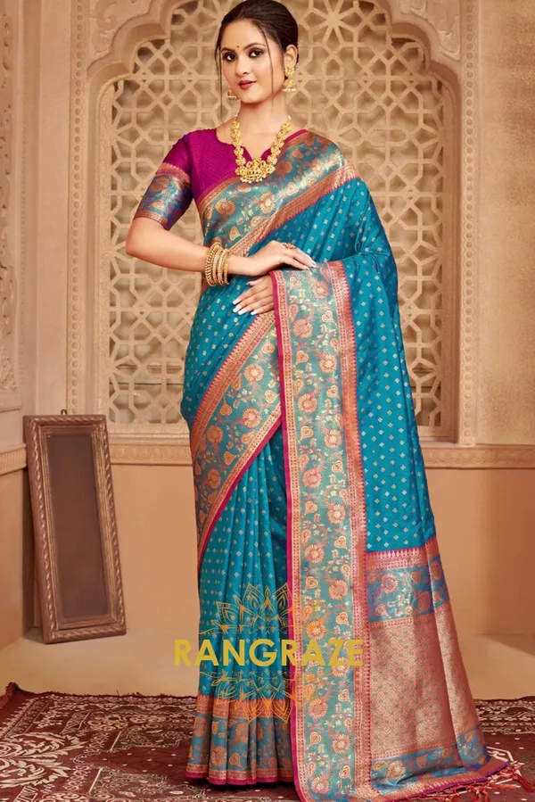 Imperial_Blue_Banarasi_Silk_Saree_For_Women