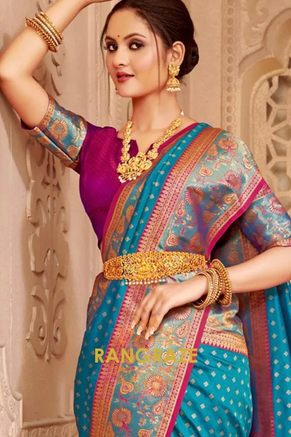 Imperial_Blue_Banarasi_Silk_Saree_For_Women