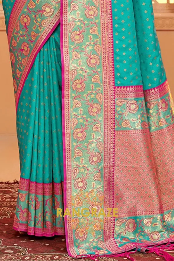 Turquoise_Blue_Banarasi_Silk_Saree_For_Women