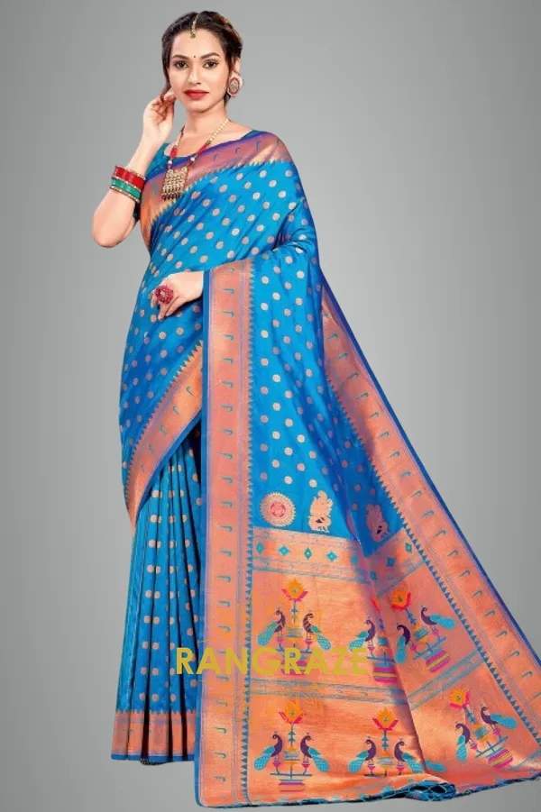 Turquoise_Blue_Paithani_Silk_Saree_For_Women