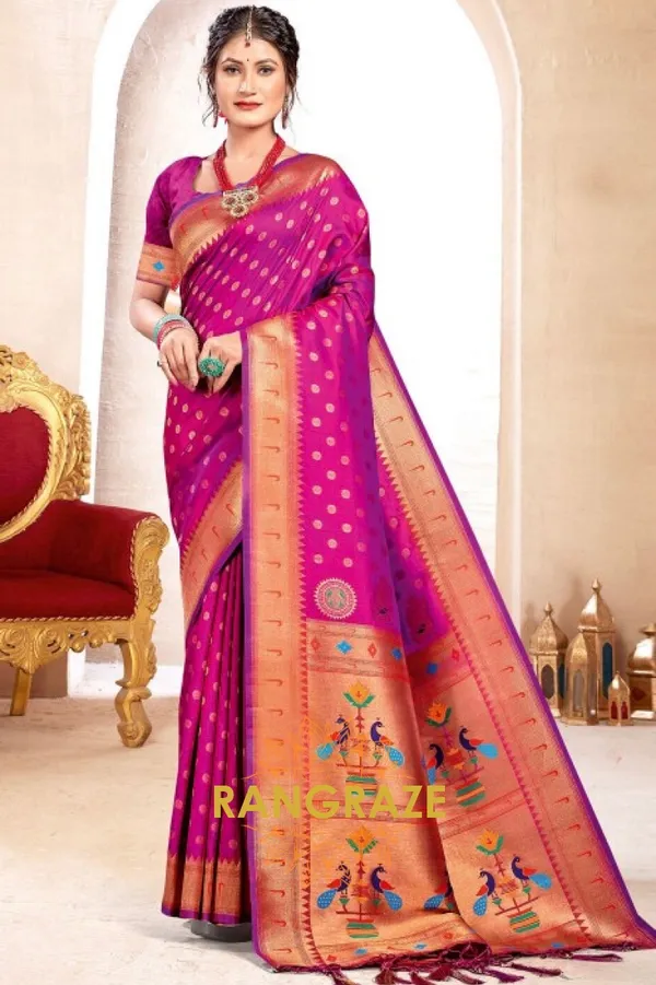 Magenta_Red_Paithani_Silk_Saree_For_Women
