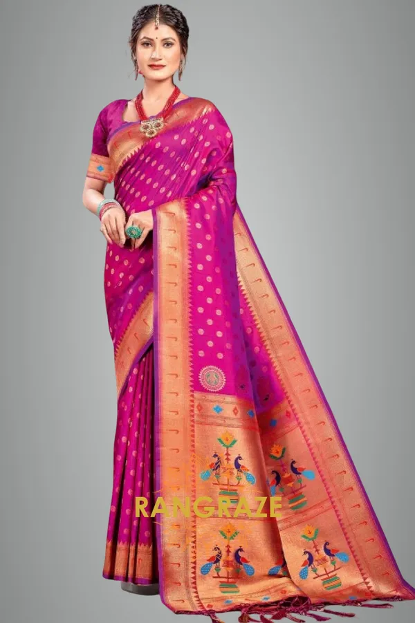 Magenta_Red_Paithani_Silk_Saree_For_Women