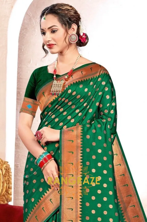 Dark_Green_Paithani_Silk_Saree_For_Women