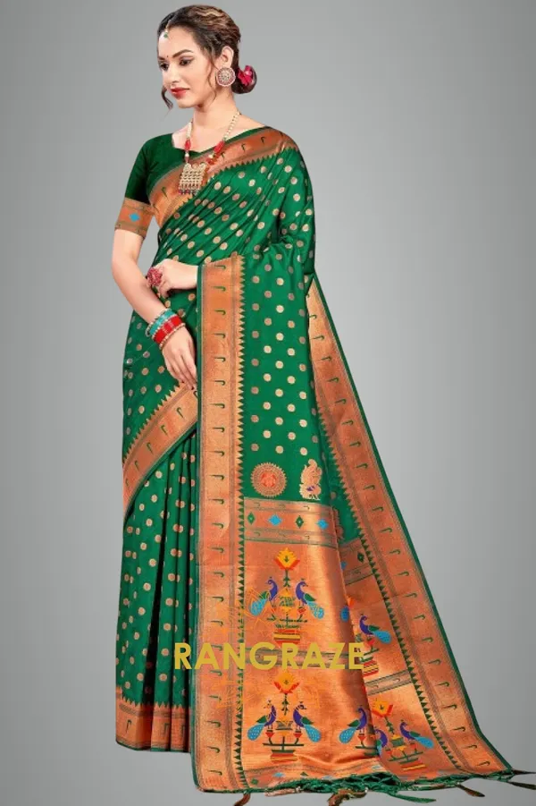 Dark_Green_Paithani_Silk_Saree_For_Women