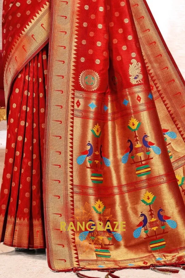 Bright_Red_Paithani_Silk_Saree_For_Women