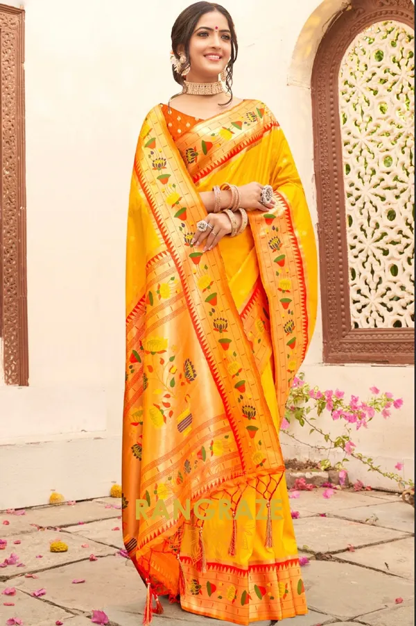 Yellow_Paithani_Silk_Saree_For_Women