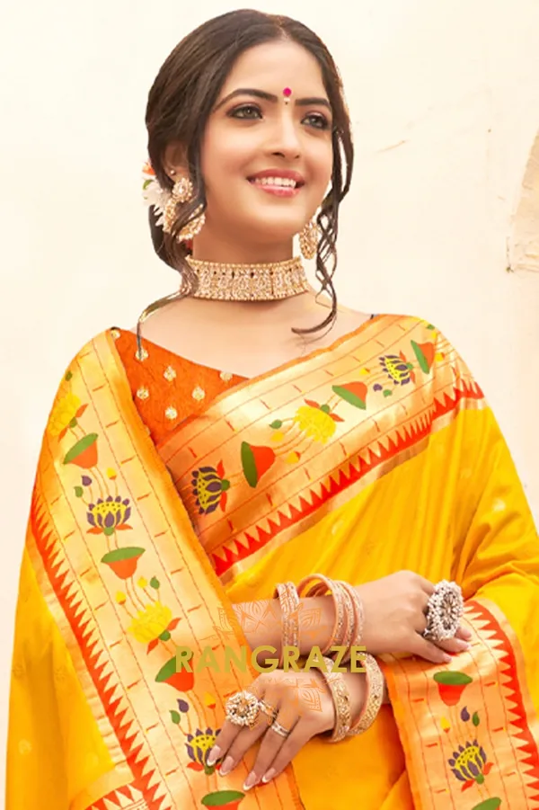 Yellow_Paithani_Silk_Saree_For_Women