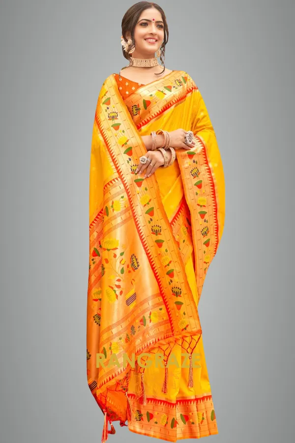 Yellow_Paithani_Silk_Saree_For_Women