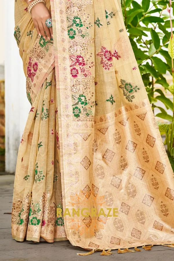 Ivory_Gold_Silk_Banarasi_Saree_For_Women