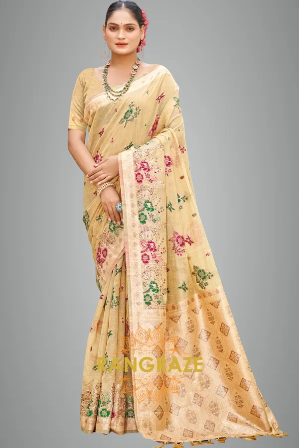 Ivory_Gold_Silk_Banarasi_Saree_For_Women