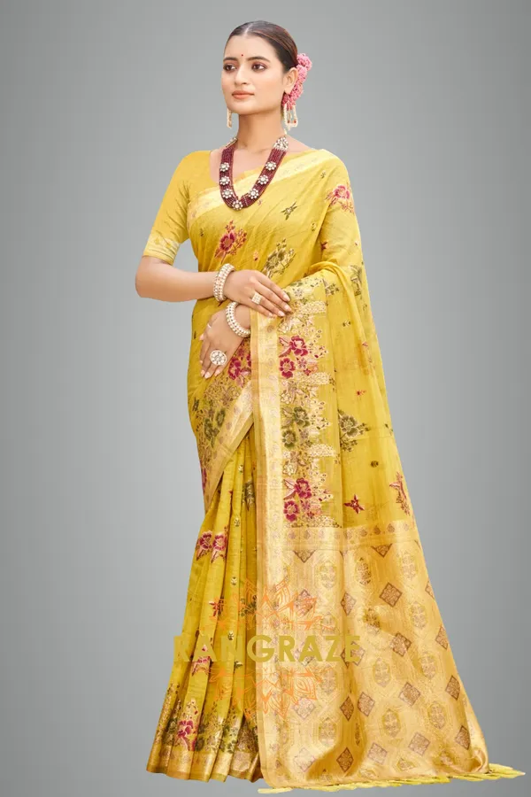 Golden_Yellow_Silk_Banarasi_Saree_For_Women