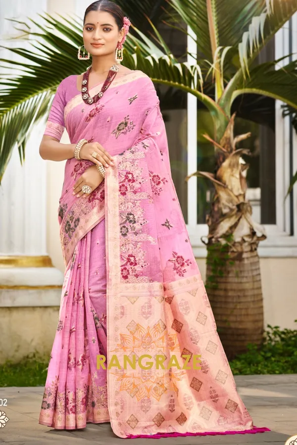 Baby_Pink_Silk_Banarasi_Saree_For_Women