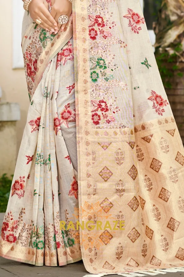 Pearl_White_Silk_Banarasi_Saree_For_Women