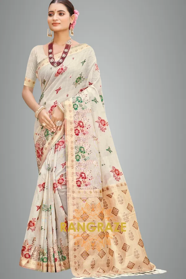 Pearl_White_Silk_Banarasi_Saree_For_Women