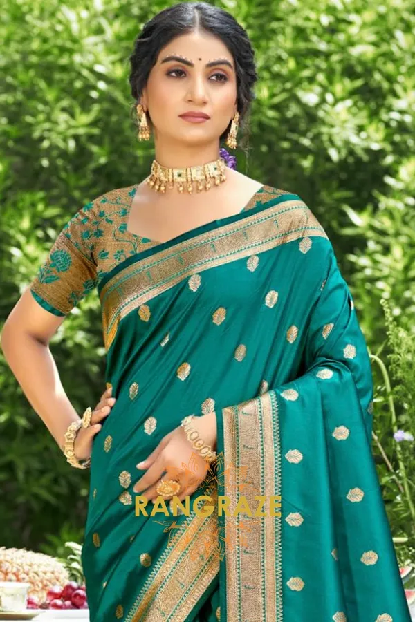 Teal_Green_Paithani_Silk_Saree_For_Women