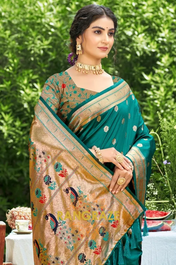 Teal_Green_Paithani_Silk_Saree_For_Women