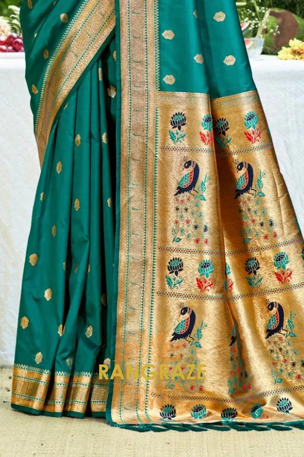 Teal_Green_Paithani_Silk_Saree_For_Women