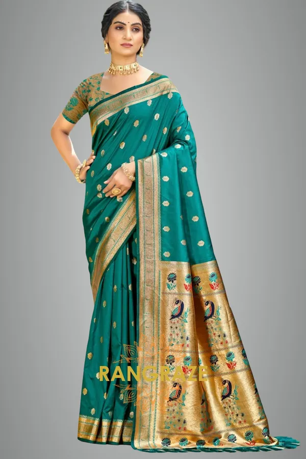 Teal_Green_Paithani_Silk_Saree_For_Women