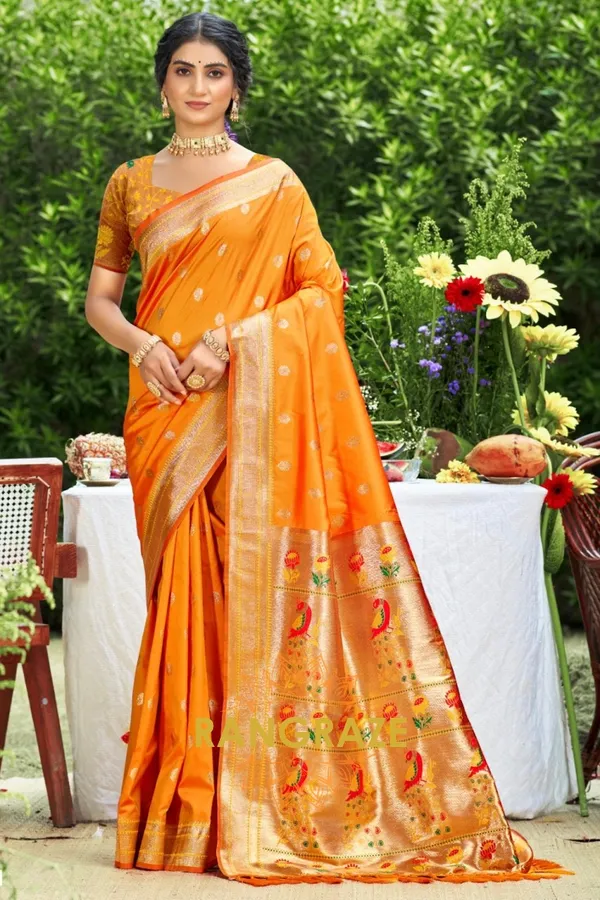 Golden_Yellow_Paithani_Silk_Saree_For_Women