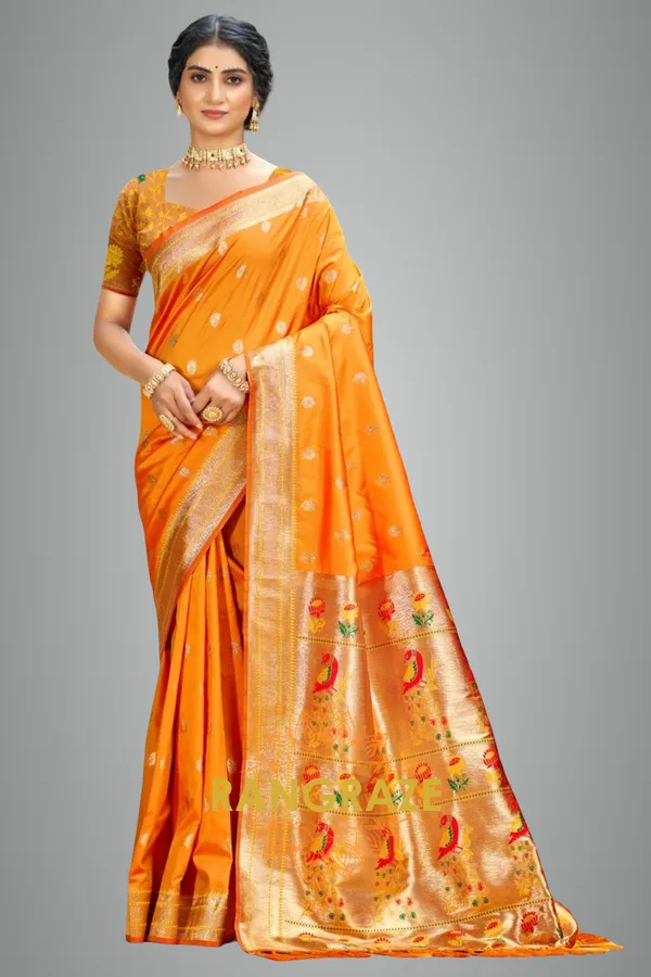 Golden_Yellow_Paithani_Silk_Saree_For_Women