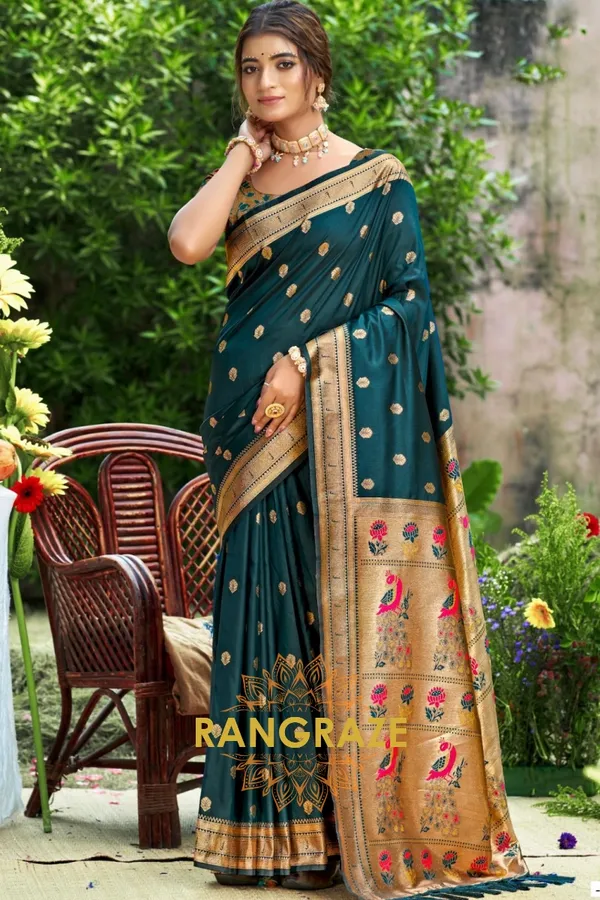 Forest_Green_Paithani_Silk_Saree_For_Women