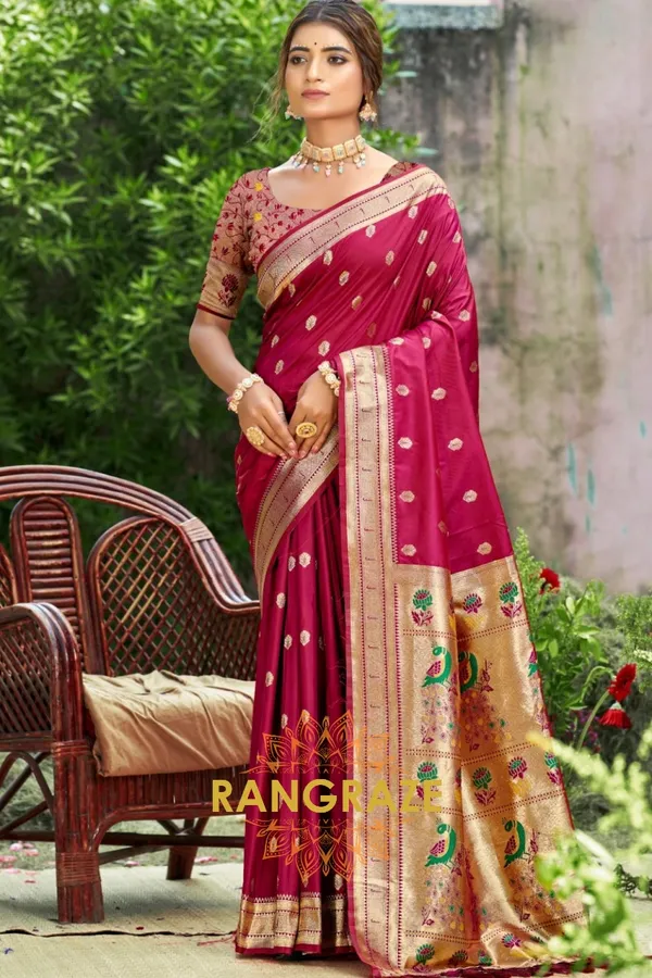 Dark_Red_Paithani_Silk_Saree_For_Women