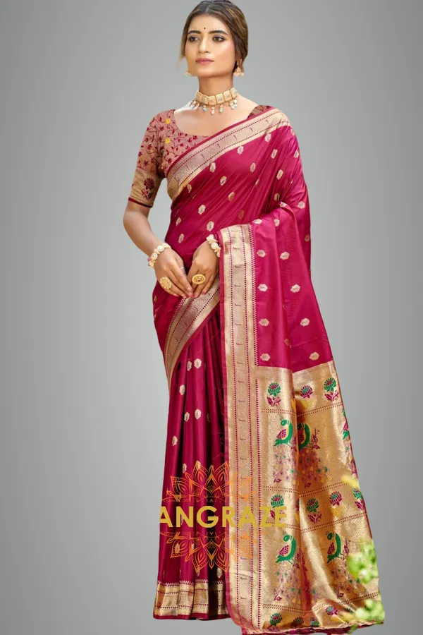 Dark_Red_Paithani_Silk_Saree_For_Women
