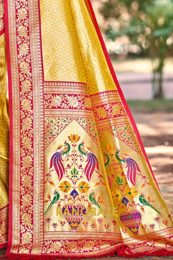 Golden_Yellow_Paithani_Silk_Saree_For_Women