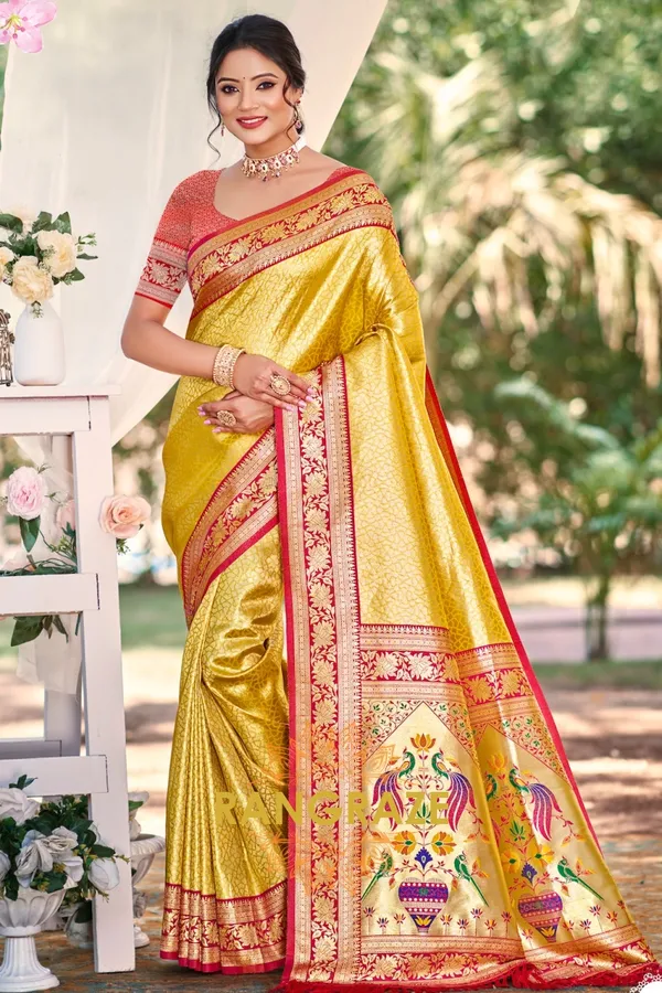 Golden_Yellow_Paithani_Silk_Saree_For_Women