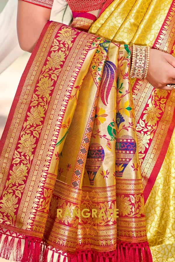 Golden_Yellow_Paithani_Silk_Saree_For_Women