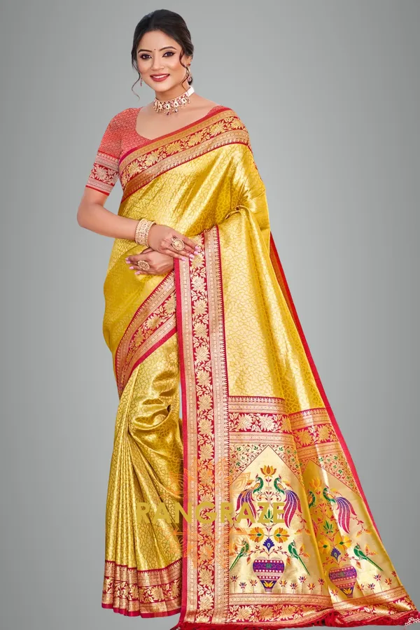 Golden_Yellow_Paithani_Silk_Saree_For_Women