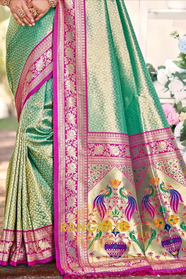 Seafoam_Green_Paithani_Silk_Saree_For_Women