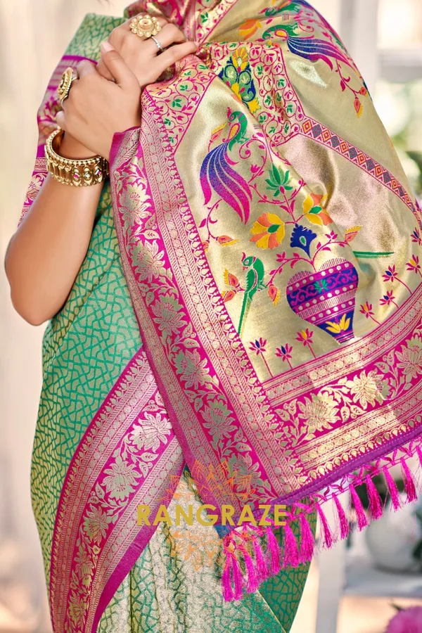 Seafoam_Green_Paithani_Silk_Saree_For_Women