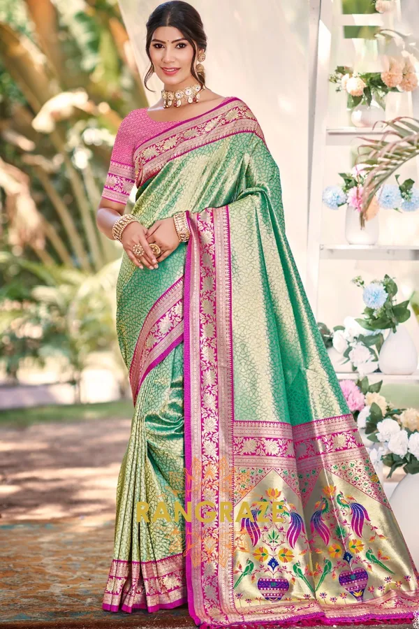 Seafoam_Green_Paithani_Silk_Saree_For_Women
