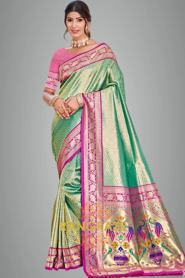 Seafoam_Green_Paithani_Silk_Saree_For_Women