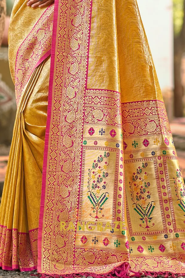 Golden_Yellow_Paithani_Silk_Saree_For_Women