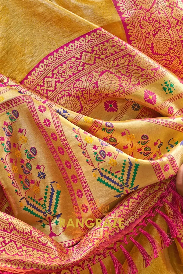 Golden_Yellow_Paithani_Silk_Saree_For_Women