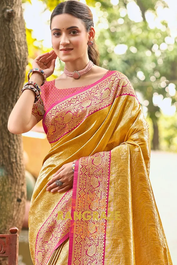 Golden_Yellow_Paithani_Silk_Saree_For_Women