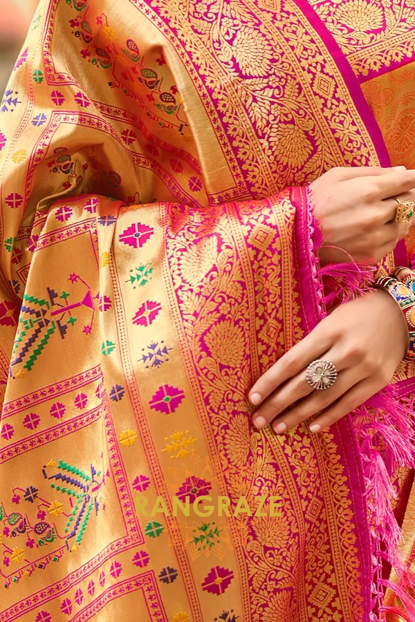 Orange_Paithani_Silk_Saree_For_Women
