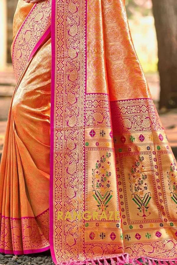 Orange_Paithani_Silk_Saree_For_Women