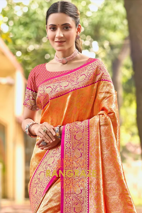 Orange_Paithani_Silk_Saree_For_Women